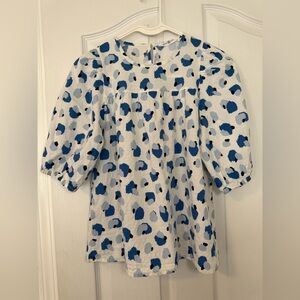 Michelle McDowell Blue and White Blue Dot Blouse Small